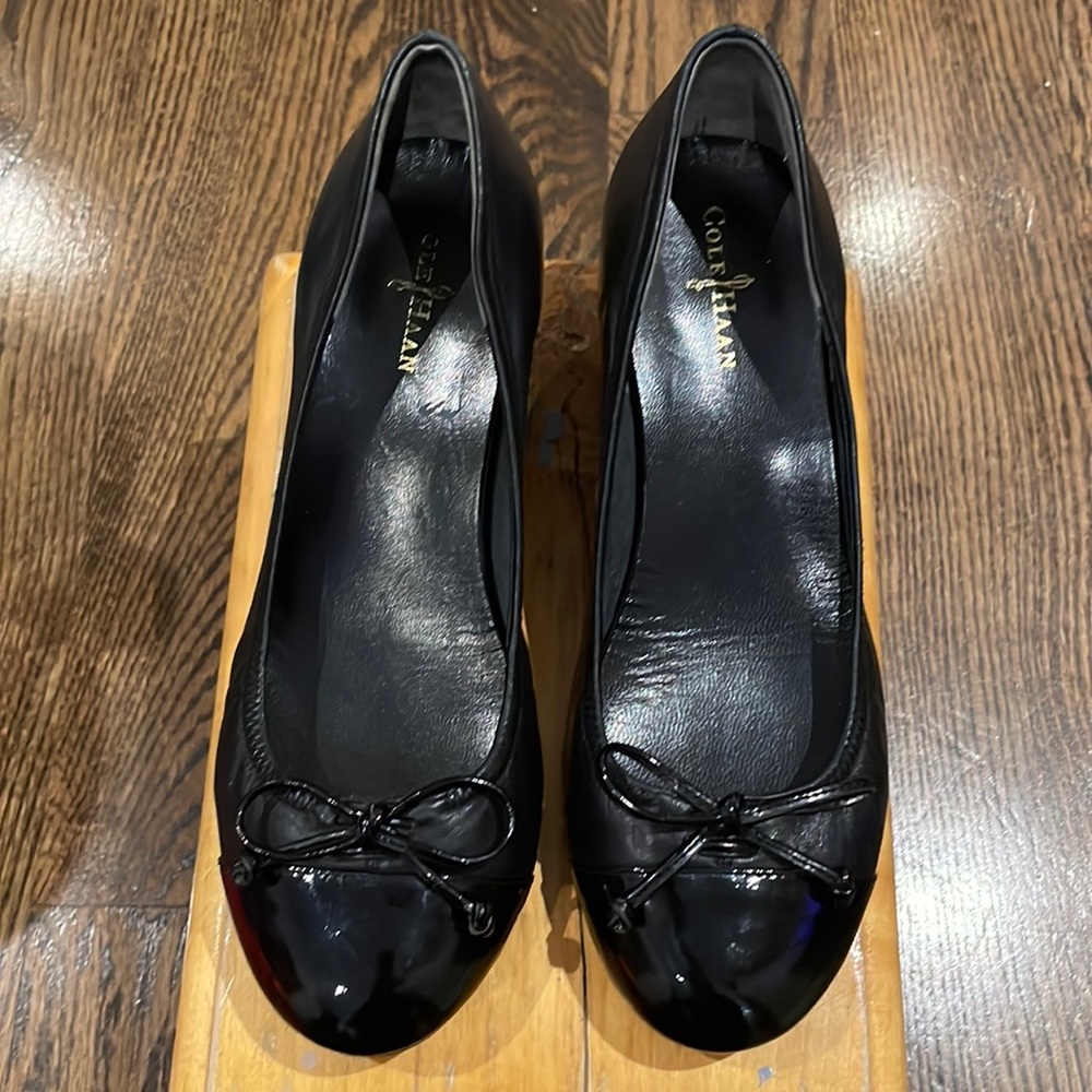 Cole Haan Nike Air black leather wedge shoes